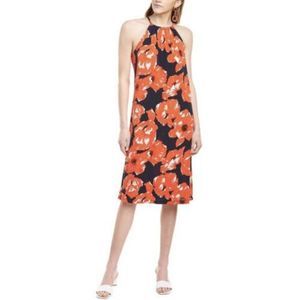 Trina Turk Dress Blue and Red Halter
Size tag is removed - M/L Relaxed fit for M